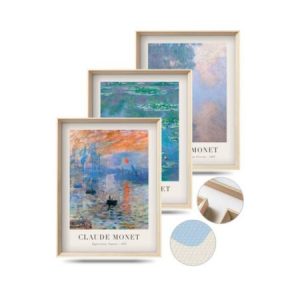 Framed Claude Monet Water Lilies Canvas Wall Art, Vintage Impressionist Botanical Painting
